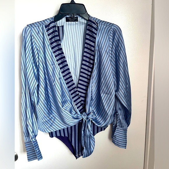 Women’s Blouse Striped Bodysuit Size Small - Picture 1 of 3